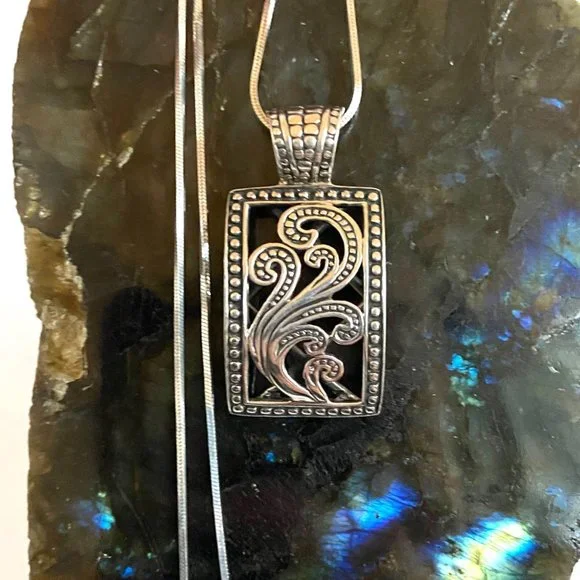 Silpada Sterling Silver Paisley Open Scroll Pendant Necklace & Earrings Set 20" - Picture 12 of 16